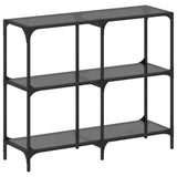 Console Table with Black Glass Top 98x30x81 cm Steel 846029