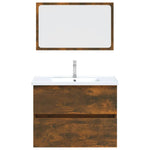 ZNTS 2 Piece Bathroom Furniture Set Smoked Oak Engineered Wood 815735