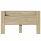 Storage Headboard with LED Sonoma Oak Engineered Wood 3418692