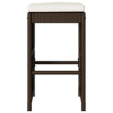 Garden Bar Stools with Cushions 2 pcs Brown Poly Rattan 368685