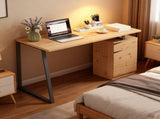 Computer Desk, Writing Desk with Cabinet, Drawer, Metal Legs, Work Table for Home Office Study, T3398P423539