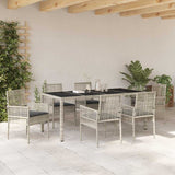 Garden Dining Set 7 pcs Light grey Poly rattan 3334899