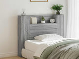 Storage Headboard with LED Grey Sonoma Engineered Wood 3418652
