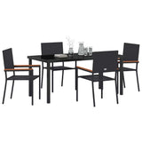 Garden Dining Set with Cushion 5 pcs Black Poly Rattan 3379705