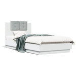 ZNTS Bed Frame with LED without Mattress White 90x200 cm 3210031