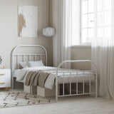Metal Bed Frame without Mattress with Footboard White 90x190cm 353694