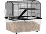 Three-Tier Gerbil Cage, Hamster Cage for Dwarf Hamster, Syrian Hamster w/ Wheels, Deep Bottom, Food T3398P347612