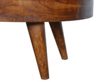 Solid Wood Chestnut Rounded Coffee Table, 2 Drawers, Dark Brown B2743P403121