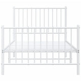 Metal Bed Frame without Mattress with Footboard White 90x200cm 350942