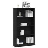 4-Tier Bookcase Black Oak 80x24x143 cm Engineered Wood 862002