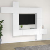 9 Piece TV Cabinet Set White Engineered Wood 3114654