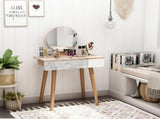 Dressing Table with Drawer and Mirror height adjustable Wooden Oak Color Bedroom Dressing Room T3398P344161