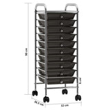 10-Drawer Mobile Storage Trolley Black Plastic 320402