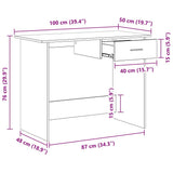 Desk White 100x50x76 cm Engineered Wood 800549