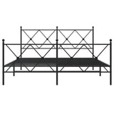 Metal Bed Frame without Mattress with Footboard Black 150x200cm 376522