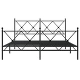 Metal Bed Frame without Mattress with Footboard Black 150x200cm 376522