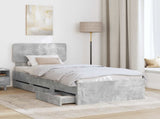 Bed Frame with Drawer Concrete Grey 75 x 190 cm Engineered Wood 3412237