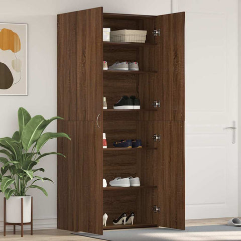 Shoe Cabinet with Door Brown 80 x 35.5 x 180 cm Engineered wood 3333842
