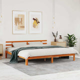 Bed Frame Wax Brown 203.5 x 205.5 x 69.5 cm Solid Wood Pine 876946