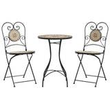 Mosaic Bistro Set Terracotta and White Iron and Ceramic 3216356