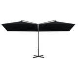 Double Garden Parasol with Steel Pole Black 600x300 cm 312560