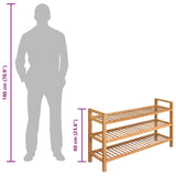 Shoe Rack with 3 Shelves 100x27x60 cm Solid Oak Wood 244209