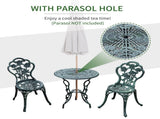Cast Aluminium Outdoor Patio Garden Bistro Elegant Design Table Chair Set - Green T3398P314116