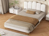 3ft Single Premium Velvet Upholstered Bed Frame with Scalloped Channel Tufted Design, Height N652P411464W