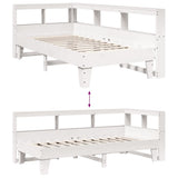 Bookcase Bed without Mattress White 75x190cm Solid Wood Pine 3324563