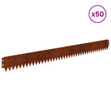 Lawn Edging 50 pcs 103 x 10 cm Steel Rusty 8008349