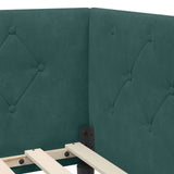Corner Bed Frame with Headboard Dark Green 90 x 200 cm Velvet 42016608