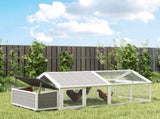 Wooden Chicken Coop with Nesting Box, Openable Roof, for 4-8 Chickens, White T3398P425332