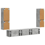 TV Cabinet Set Wall-mounted 4 pcs Concrete Grey Engineered Wood 3409045