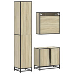 ZNTS 3 Piece Bathroom Furniture Set Sonoma Oak Engineered Wood 3301076