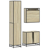 ZNTS 3 Piece Bathroom Furniture Set Sonoma Oak Engineered Wood 3301076