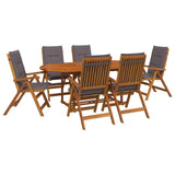 7-Piece Garden Dining Set Natural Solid Acacia Wood 3434489