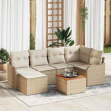 Garden Sofa Set with Storage 7 pcs Beige and Cream Poly Rattan 3356146