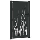 Garden Gate with Lock Black 110 x 180 cm Powder-coated steel 42015892