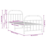 Metal Bed Frame without Mattress with Footboard Black 90x190cm 353645