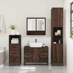 3 Piece Bathroom Furniture Set Brown Oak Engineered Wood 3301054