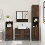 3 Piece Bathroom Furniture Set Brown Oak Engineered Wood 3301054