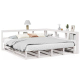 Bookcase Bed without Mattress White 200x200cm Solid Wood Pine 3324488