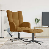 Relaxing Chair with a Stool Brown Velvet 328114