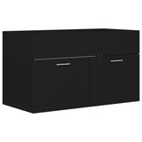 Sink Cabinet with Built-in Basin Black Engineered Wood 3070830