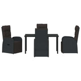 Garden Dining Set with Cushion 5 pcs Black Poly Rattan 3379529