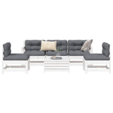 6 Piece Garden Sofa Set White Solid Wood Pine 3250737