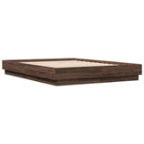 Bed Frame with LED without Mattress Brown Oak 135x190 cm Double 3209820