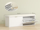 Elegant Ten Shoe Bench, with Top Seat - White T3398P343314