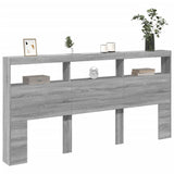Headboard Cabinet with LED Grey Sonoma 200x17x102 cm 839222