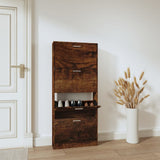 Shoe Cabinet Smoked Oak 59x17x150 cm Engineered Wood 342523